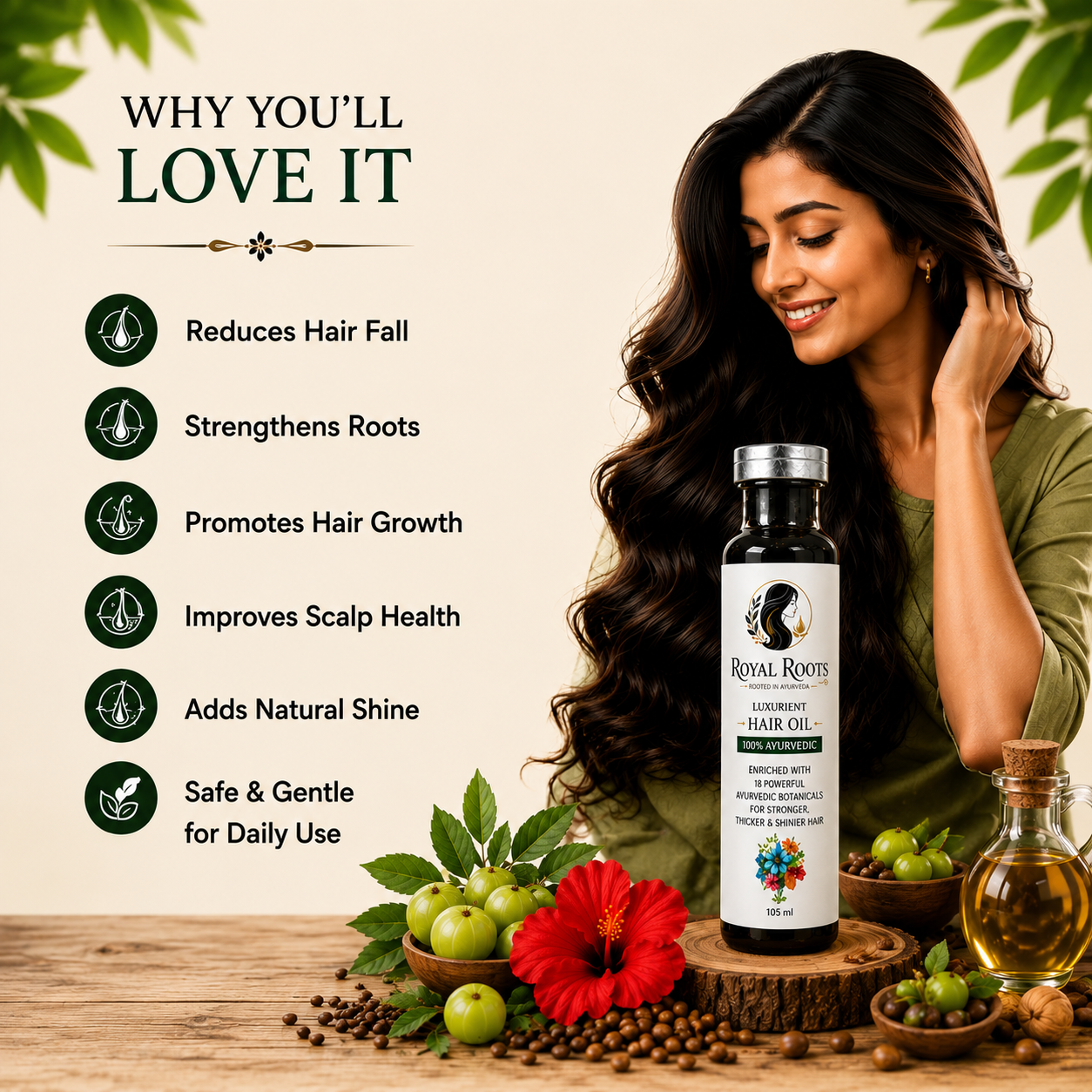 Royal Roots Keshavridhy Hair Oil – 100% Ayurvedic Hair Growth & Hair Fall Control Oil (100 ml)